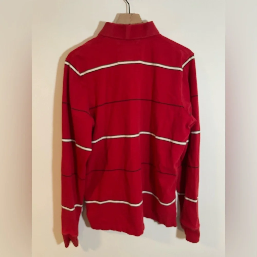 VTG Abercrombie & Fitch Long Sleeve Rugby Polo Shirt Red White Stripe 90’s XXL